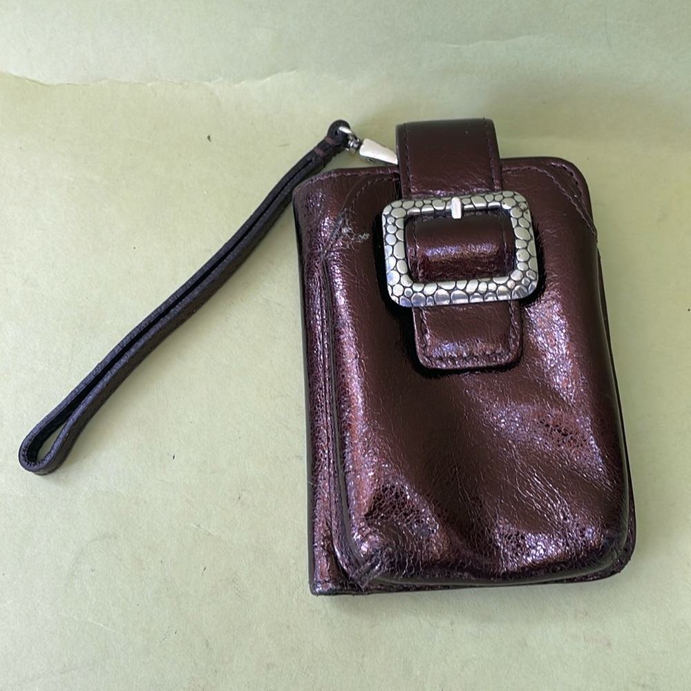 Vintage brown/silver Brighton crackled leather wallet/wristlet